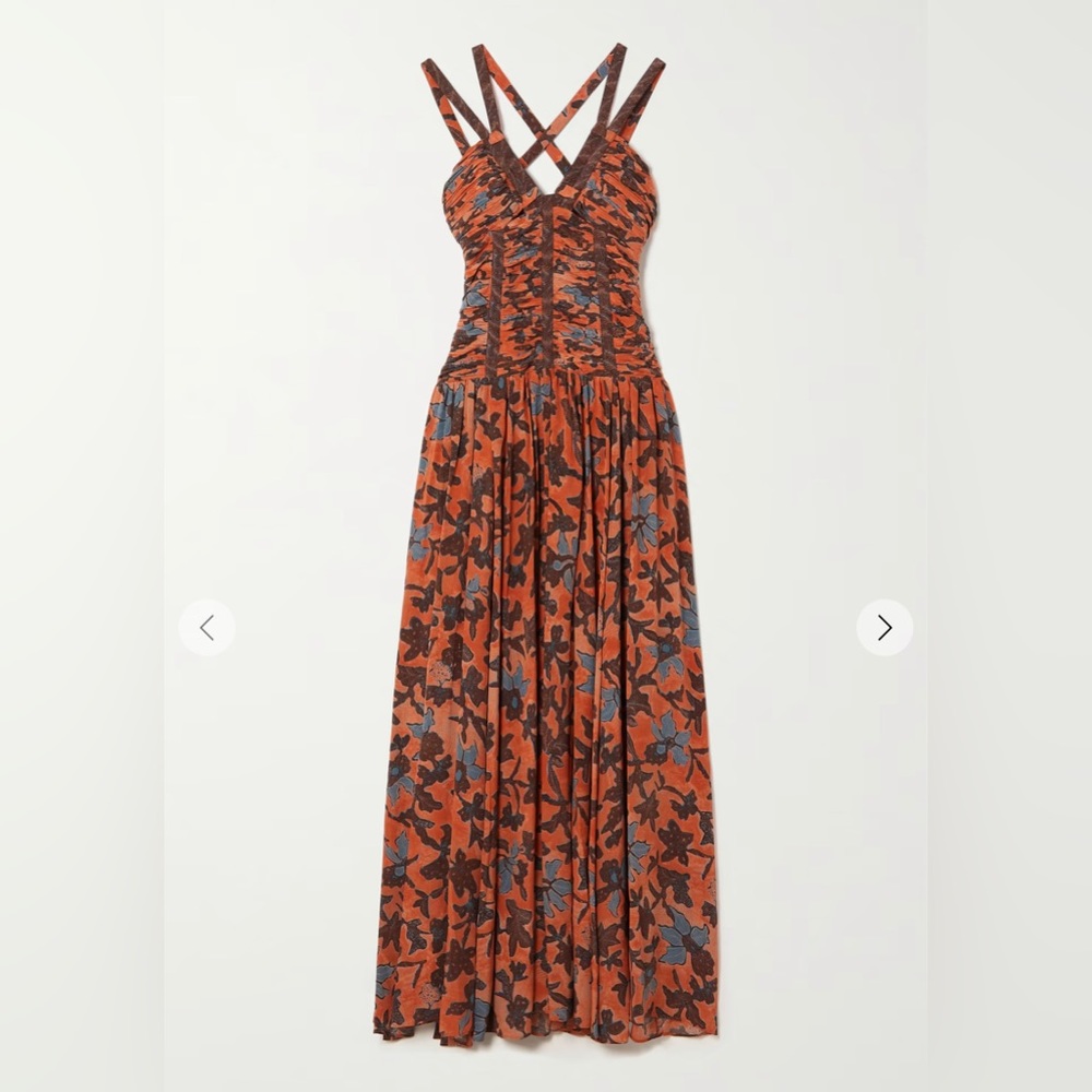 Anya open-back ruched floral-print silk-crepe maxi dress